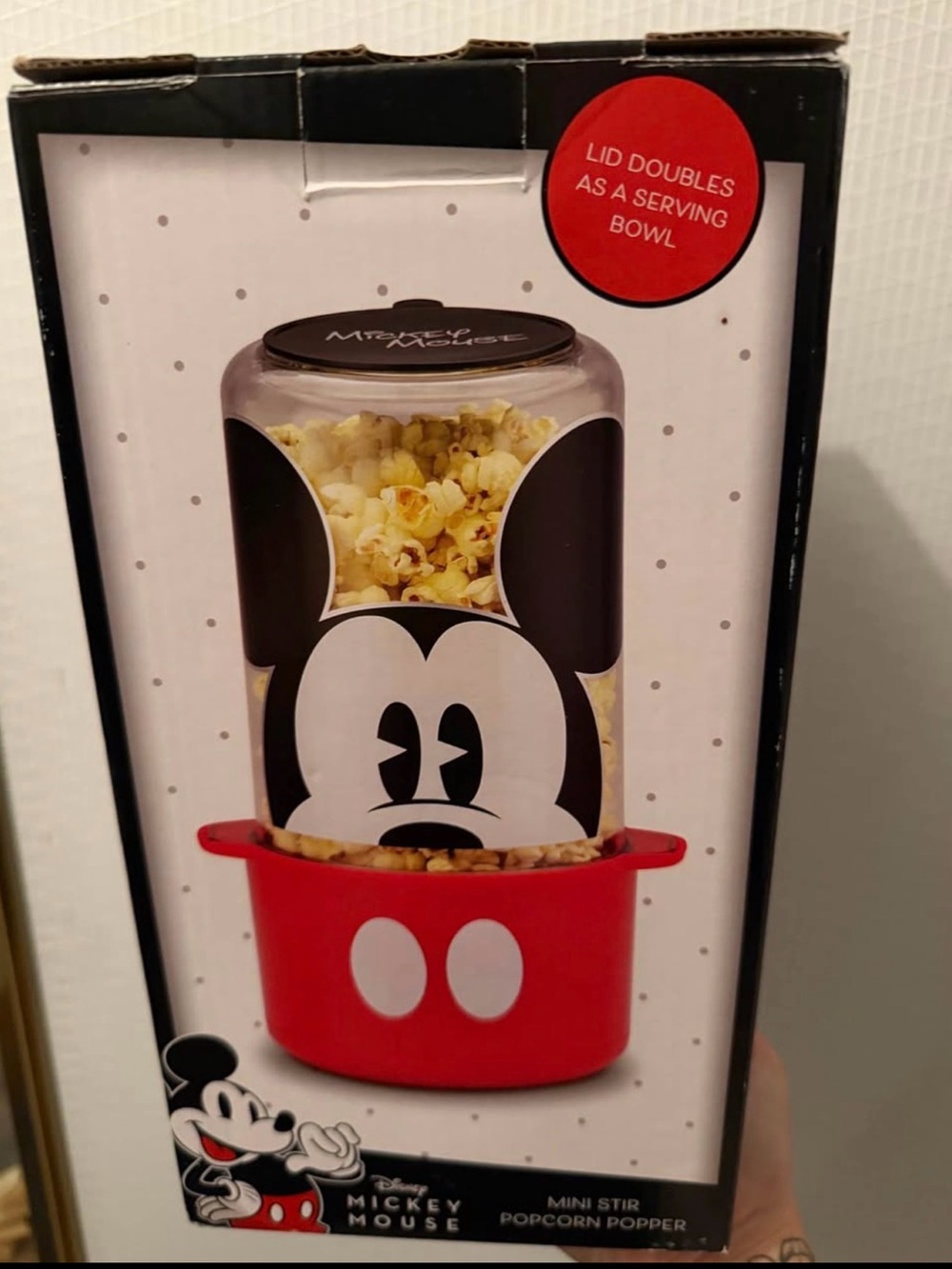 Disney Mickey Mouse Black & Red Popcorn Popper with Serving Bowl
